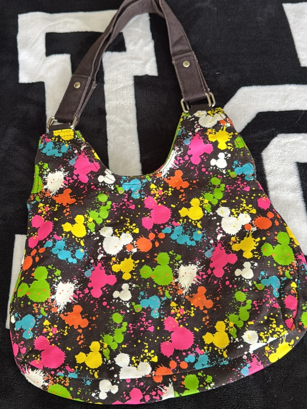 Disney Parks Mickey Mouse silhouette. Neon Splatter Shoulder Bag